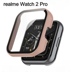 Защитный бампер-чехол MyPads Protect из тончайшего и прочного силикона для realme Watch 2 Pro с противоударными свойствами, с защитой экрана, розовый
