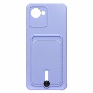 Защитный чехол с кармашком под карту для Realme C30 / карман с выдвижным механизмом /темно-фиолетовый