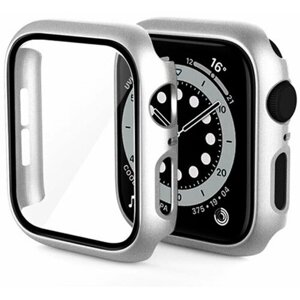 Защитный пластиковый чехол (кейс) Apple Watch Series 1 2 3 (Эпл Вотч) 42 мм для экрана/дисплея и корпуса противоударный бампер серебро