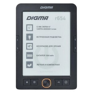 6" Электронная книга DIGMA r654 800x600, E-Ink, 4 ГБ, комплектация: стандартная, графит