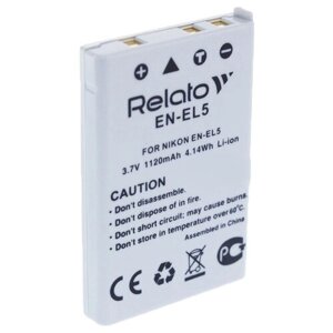 Аккумулятор relato EN-EL5 для nikon coolpix 3700/4200/5200/5900/7900/P100/P3/P4/P50/P500/P5000/P510/P5100/P520/P530/P6000/P80/P90/S10