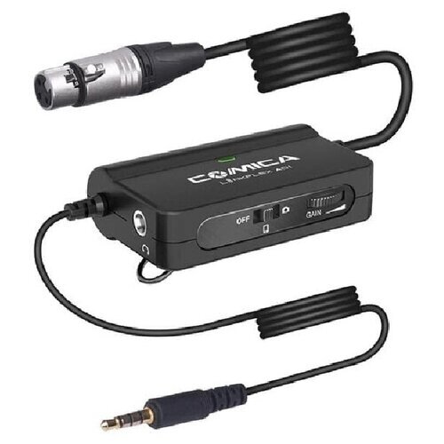 Аксессуар для микрофона COMICA CVM-LINKFLEX-AD1 предусилитель с XLR разъёмом для камеры, смартфонов и iPad, черный