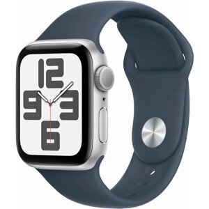 APPLE Смарт-часы Apple Watch SE 2023 A2722 40мм OLED корп. серебристый Sport Band рем. синий разм. брасл:130-180мм (MRTT3LL/A) MRTT3LL/A