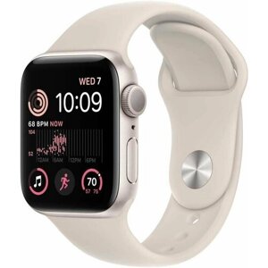 Apple Watch SE 2022, 44 мм, корпус из алюминия цвета «сияющая звезда», спортивный ремешок цвета «сияющая звезда»