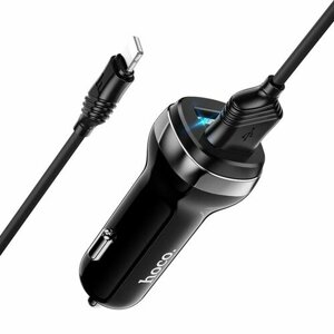 Автомобильное зарядное устройство Hoco Z40, 2 USB, 2.4 А, кабель Lightning - USB, 1 м, чёрное (комплект из 4 шт)