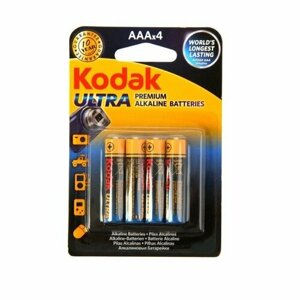 Батарейка алкалиновая Kodak Ultra, AAA, LR03-4BL, 1.5В, блистер, 4 шт. (комплект из 5 шт)
