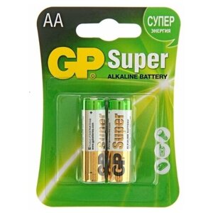 Батарейка алкалиновая Super, AA, LR6-2BL, 1.5В, блистер, 2 шт.