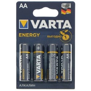 Батарейка алкалиновая Varta Energy, AA, LR6-4BL, 1.5В, блистер, 4 шт.