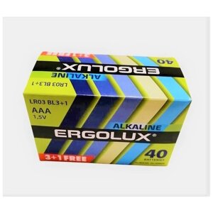 Батарейка Ergolux Alkaline AAA, в упаковке: 40 шт.
