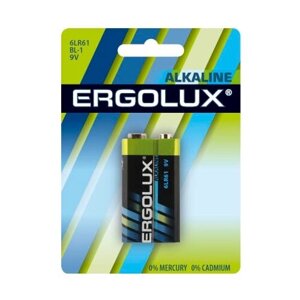 Батарейка Ergolux Alkaline Крона (6LR61 BL-1), в упаковке: 1 шт.
