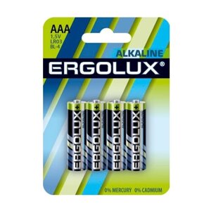 Батарейка Ergolux Alkaline LR03 BL-4, в упаковке: 4 шт.
