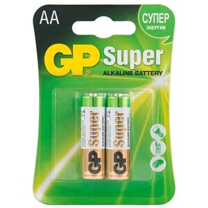 Батарейка GP Batteries Super АА пальчиковая LR6 1,5 В (2 шт.)