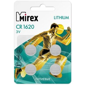 Батарейка литиевая Mirex, CR1620-4BL, 3В, блистер, 4 шт. 9377635