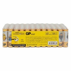 Батарейкa щелочная (алкалиновая) тип AA/LR6, GP Super (60шт в упаковке)
