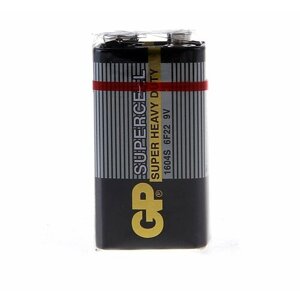 Батарейка солевая GP Supercell Super Heavy Duty, 6F22-1S, 9В, крона, спайка, 1 шт.