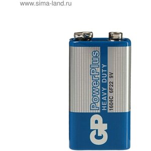 Батарейка солевая PowerPlus Heavy Duty, 6F22 (1604C)-1S, 9В, крона, спайка, 1 шт.