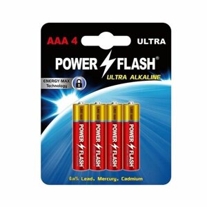 Батарейки алкалиновые ААА "мизинчиковые" Power Flash ULTRA 1.5v (LR3) - 4 шт.