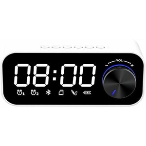 Беспроводная колонка c будильником и часами Recci RSK-W11 Clock Speaker 5 Вт, FM - Белая