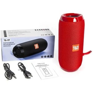 Беспроводная портативная Bluetooth колонка TG-117 2 динамика AUX / USB / SD / качественный звук / блютуз / Fm радио / 10 Вт, красный