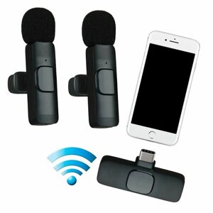 Беспроводной петличный микрофон 2 шт. для мобильного устройства с разъемом TYPE-C