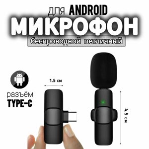 Беспроводной петличный микрофон K8 с шумоподавлением для телефона, планшета, ноутбука, камеры / штекер Type-C / черный
