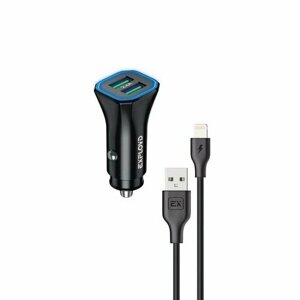Блок питания автомобильный 2 USB Exployd EX-Z-1487, Easy, кабель 8 pin, цвет: чёрный