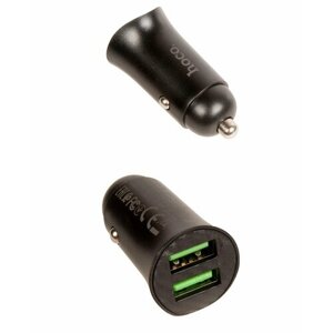 Car charging / Автомобильная зарядка (от прикуривателя) HOCO Z39 QC3.0, два порта USB, 18W черная