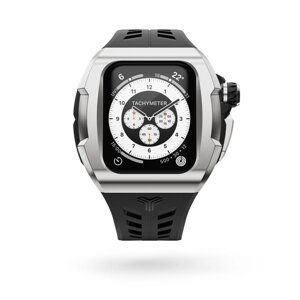 Чехол для часов Y24 для Apple Watch Series 7, 8, 9; 45mm, нержавеющая сталь / резина, стальной / черный