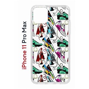 Чехол для iPhone 11 Pro Max Kruche Print Кроссы Nike Air Max, противоударный силиконовый бампер с рисунком, пластиковая накладка с защитой камеры