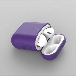 Чехол для наушников AirPods силиконовый матовый Темно-фиолетовый