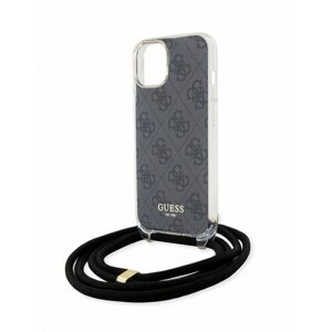 Чехол Guess Crossbody PC/TPU 4G Hard + Nylon cord для iPhone 15, цвет Черный (GUHCP15SHC4SEK)