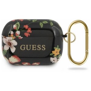 Чехол Guess для Airpods Pro TPU case with ring Flower N. 4 Black