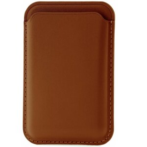 Чехол картхолдер MagSafe Wallet на телефон для банковских карт, пропуска brown, Cardholder магнитный, МагСейф держатель для карт из экокожи в подарок
