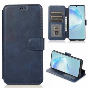 Чехол книжка для Samsung Galaxy A13 кожаный синий с магнитной застежкой / с визитницей /отделением для карт