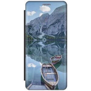 Чехол-книжка Горы, озеро, лодка на Samsung Galaxy S22 / Самсунг С22 черный