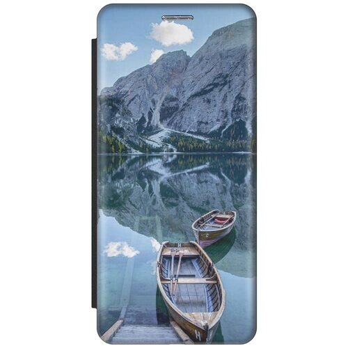 Чехол-книжка Горы, озеро, лодка на Xiaomi Poco M4 5G Global / Сяоми Поко М4 5Г черный