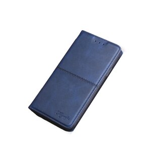 Чехол-книжка MyPads Cuciture Eleganti для Xiaomi Mi Mix 2S из импортной эко-кожи прошитый элегантной прострочкой Ретро синий с магнитной крышкой