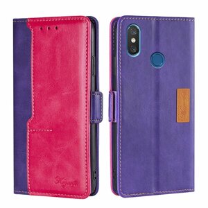 Чехол-книжка MyPads для Xiaomi Mi 8 / Сяоми Ми 8 (Красный + фиолетовый)