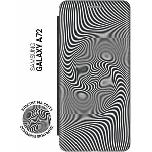Чехол-книжка на Samsung Galaxy A72 / Самсунг А72 c принтом "Черно-белый виток" черный