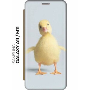 Чехол-книжка Утя на Samsung Galaxy A11 / M11 / Самсунг А11 / М11 золотой