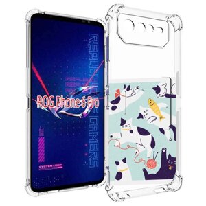 Чехол MyPads коты-с-клубками для Asus ROG Phone 6 Pro задняя-панель-накладка-бампер