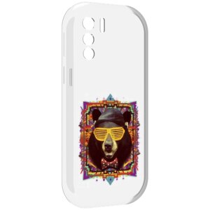 Чехол MyPads Медведь в очках для UleFone Note 13P задняя-панель-накладка-бампер