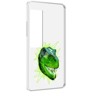 Чехол MyPads зеленый динозавр для Meizu Pro 7 Plus задняя-панель-накладка-бампер