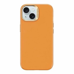 Чехол на айфон кожаный WiWU Vegan Leather SP-019 для iPhone 15 Plus с поддержкой MagSafe - Оранжевый