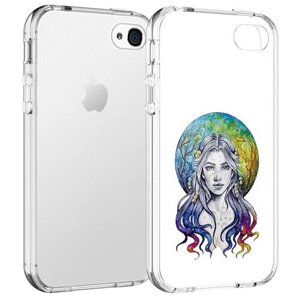 Чехол задняя-панель-накладка-бампер MyPads девушка с красивыми волосами для iPhone 4/4S противоударный