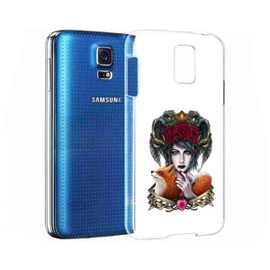 Чехол задняя-панель-накладка-бампер MyPads девушка с лисой для Samsung Galaxy S5 SM-G900H/G900F противоударный