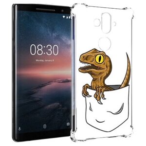 Чехол задняя-панель-накладка-бампер MyPads динозавр в кармане для Nokia 8 Sirocco противоударный