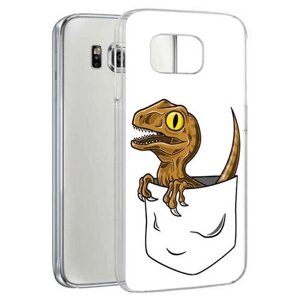 Чехол задняя-панель-накладка-бампер MyPads динозавр в кармане для Samsung Galaxy S6 SM-G925F противоударный