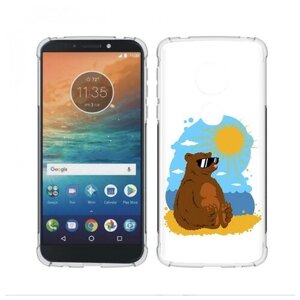 Чехол задняя-панель-накладка-бампер MyPads медведь на чиле для Motorola Moto E5/Moto G6 Play противоударный