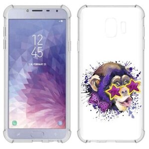 Чехол задняя-панель-накладка-бампер MyPads обезьяна в очках для Samsung Galaxy J4 (2018) SM-J400 противоударный